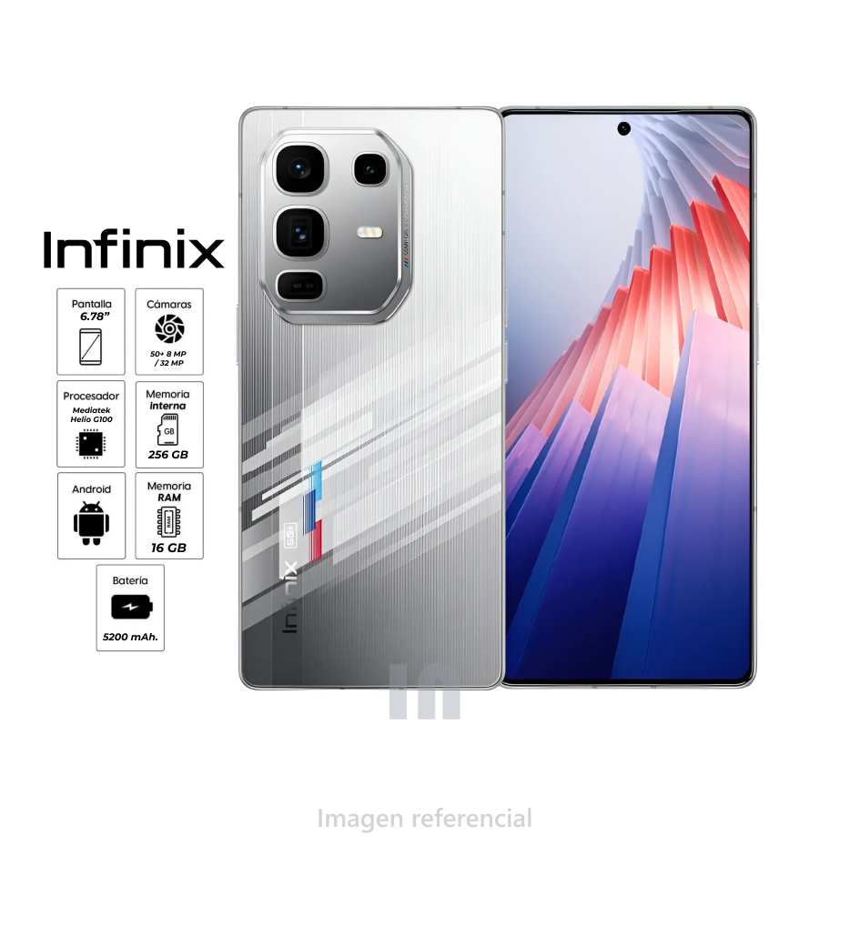 Infinix Note 50 Pro – 16GB RAM (8+8), 256GB, Cámara 50MP, Batería 5200mAh, 4.5G, Gris