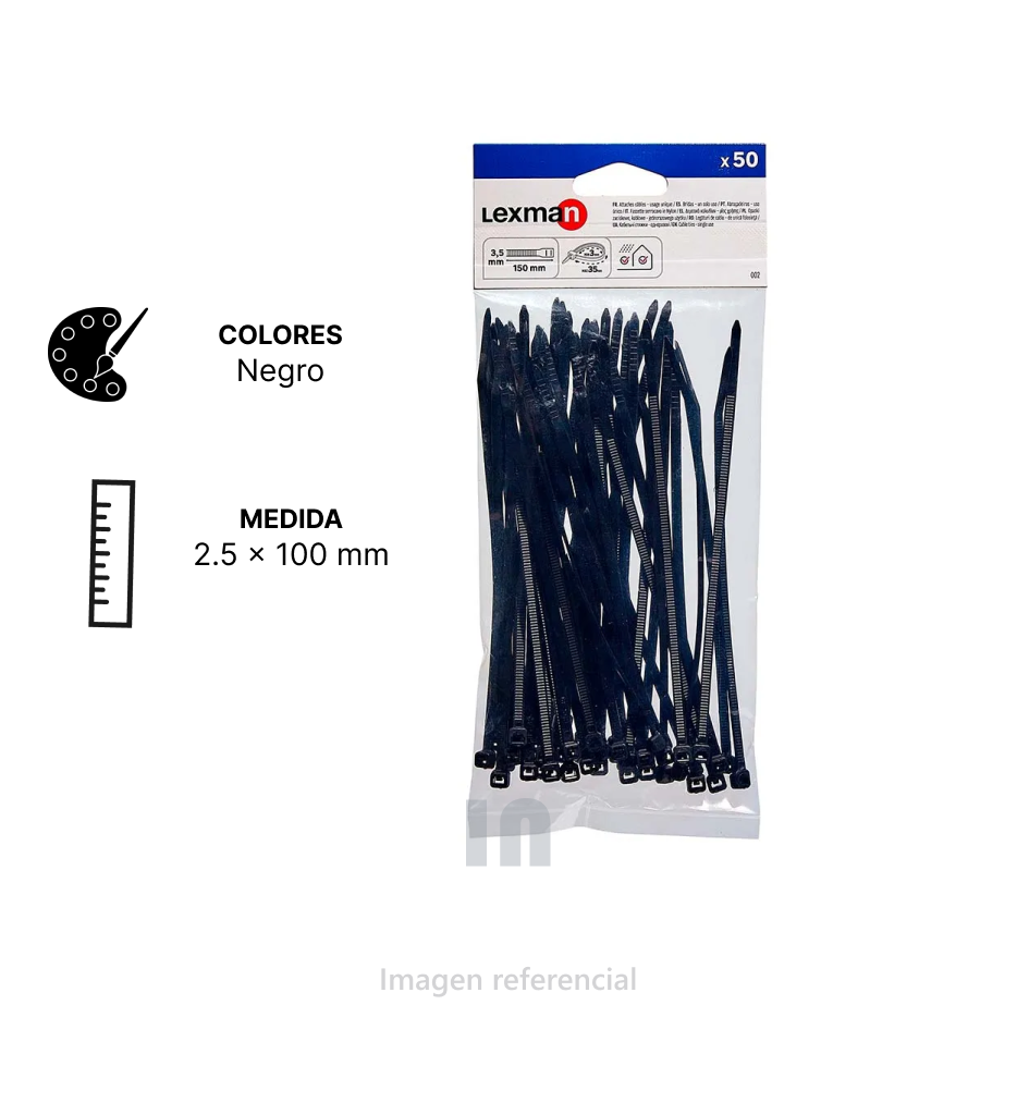 CINTILLO NEGRO (NYLON 66) 2.5X100MM.