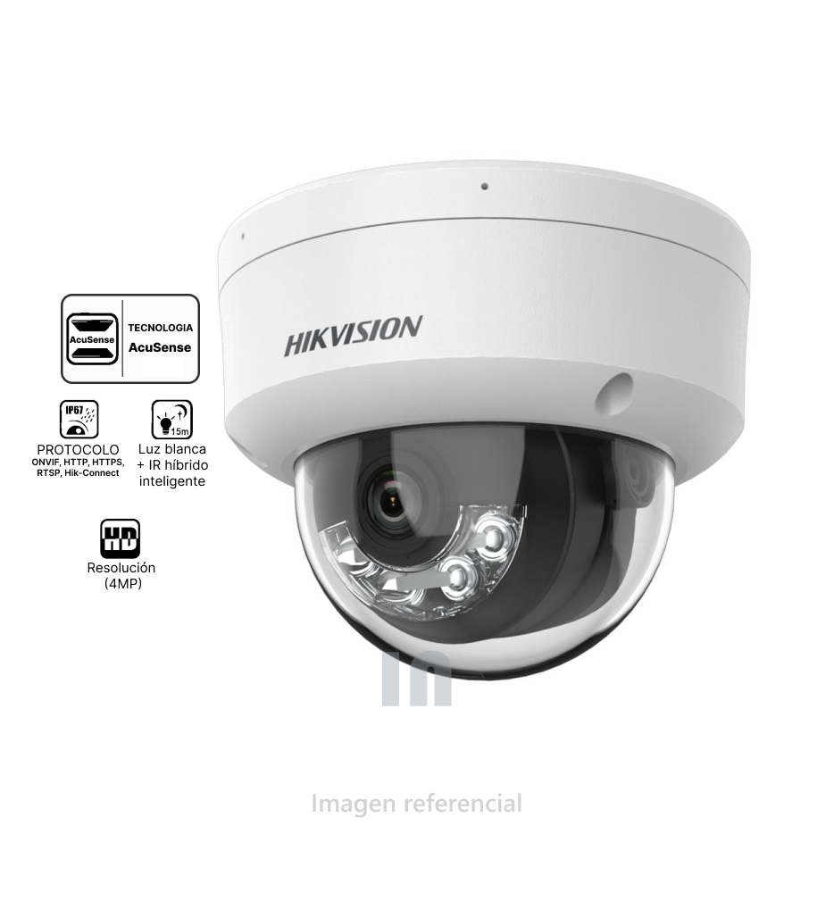 Camara de seguridad Domo IP 4Mpx Smart Hybrid Light 2.8mm Con Audio | HK-DS2CD1143G2-LIU.