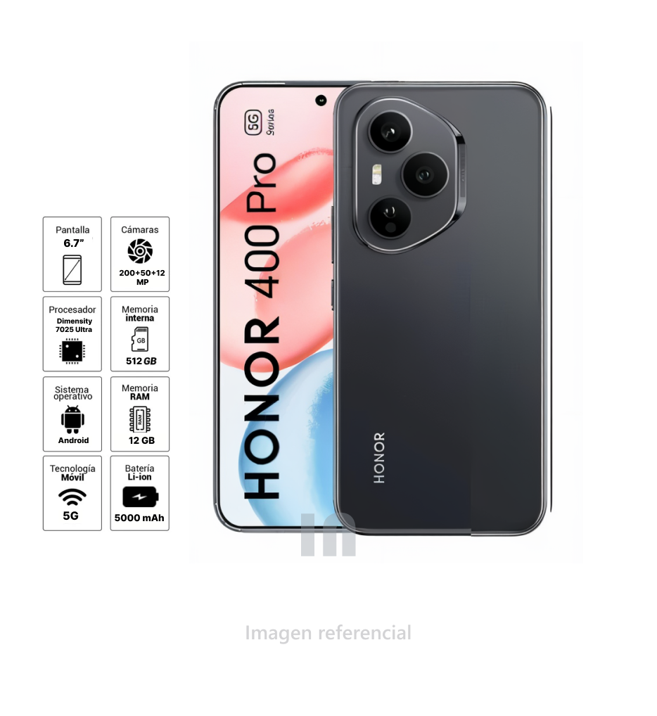 Celular Libre Honor 400 Pro 6.7" 512GB 12GB RAM Midnight Black