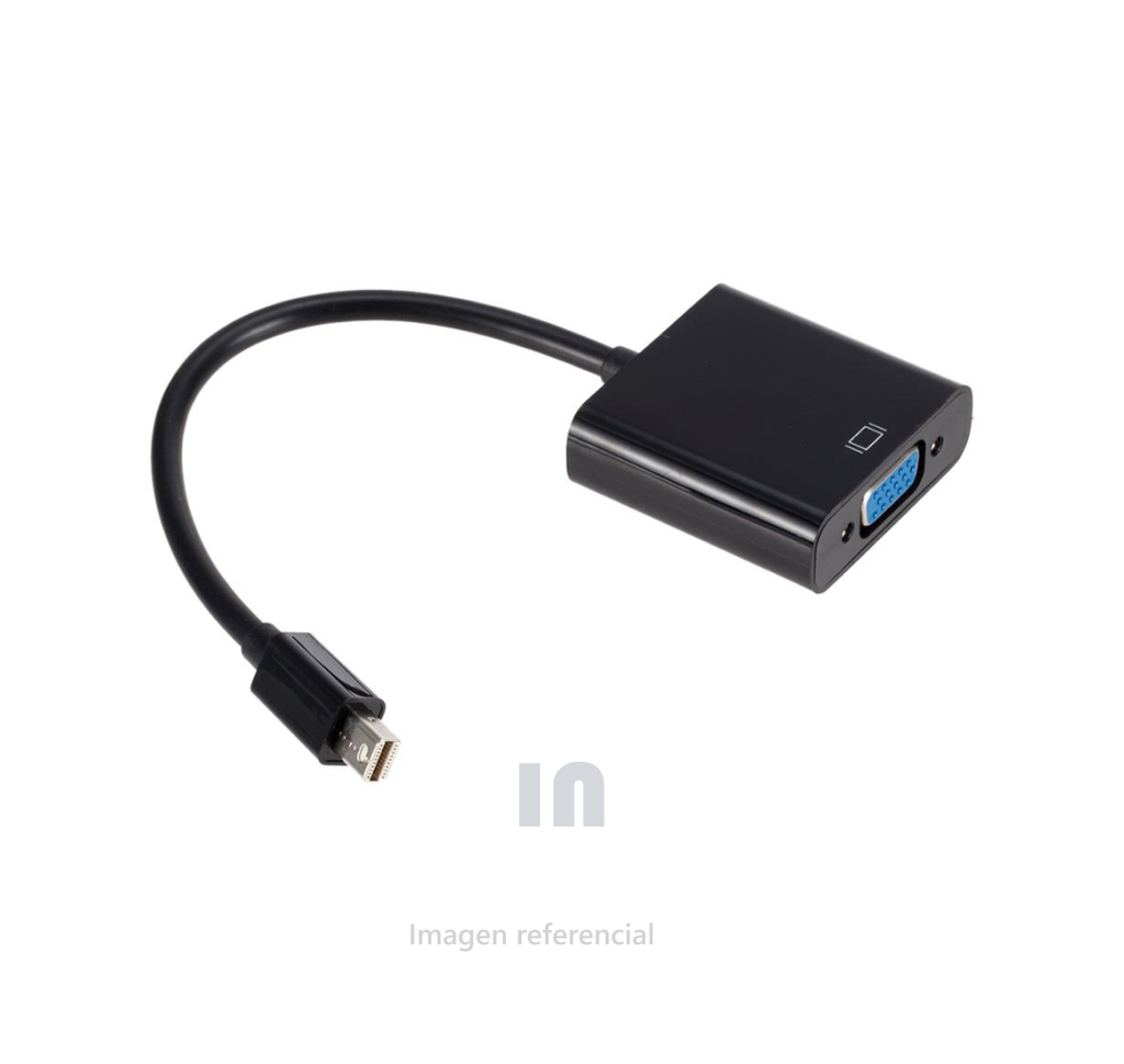 CABLE ADAPTADOR CONVERSOR DE VIDEO MINI DISPLAYPORT A VGA, CONVERTIDOR, MINI DP MACHO, VGA MACHO, 1920X1200, MDP O THUNDERBOLT 1/2, MAC O PC, VIDEO 1080P, NEGRO.
