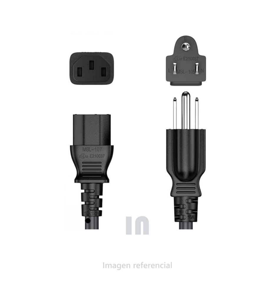 Cable Poder 5mts 14AWG toma a tierra enchufe plano 25AMP 250v