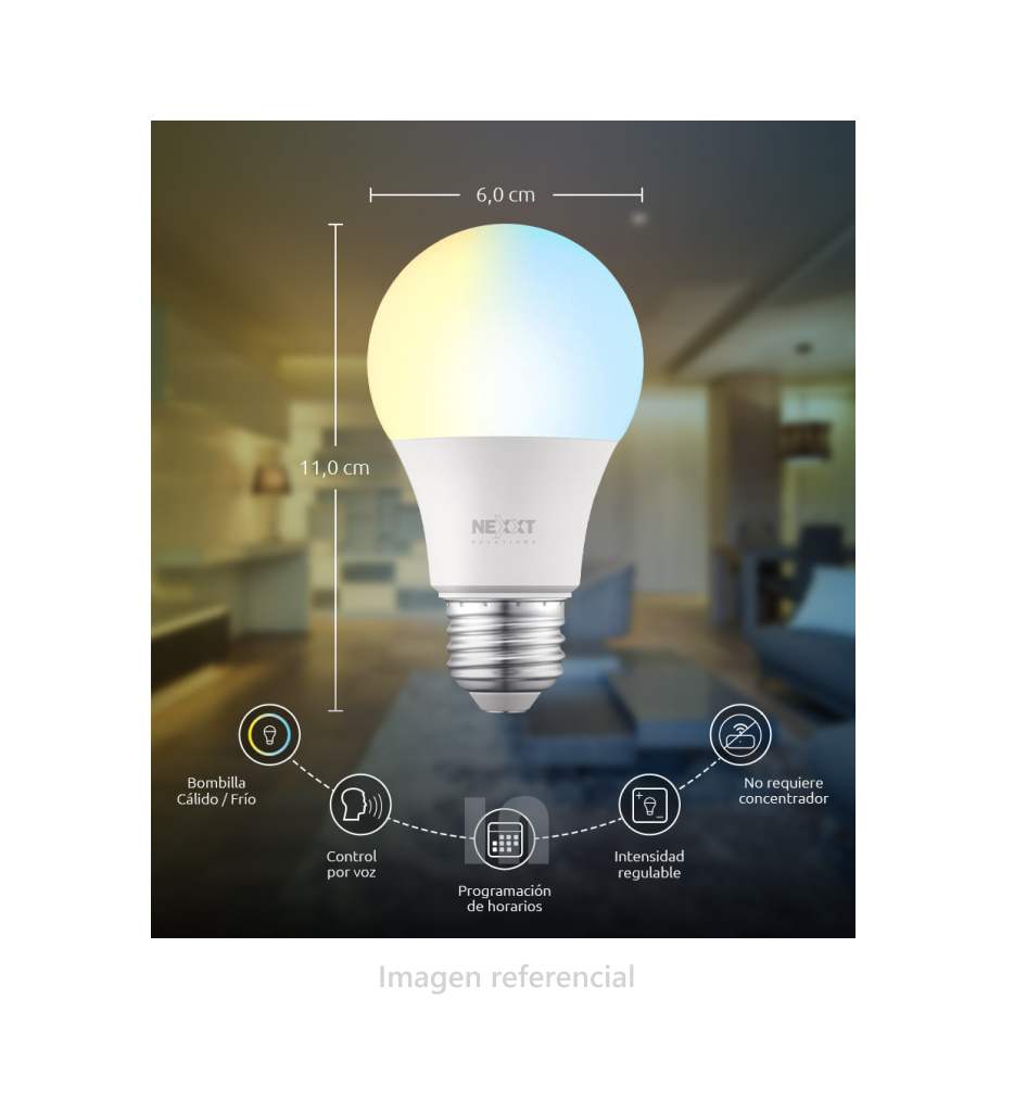 BOMBILLA LED INTELIGENTE SMART NHB-W1202PK WI-FI LED 2-PACK, 802.11n, A19, 9W (equivalente a 60 watts), 800 LÚMENES