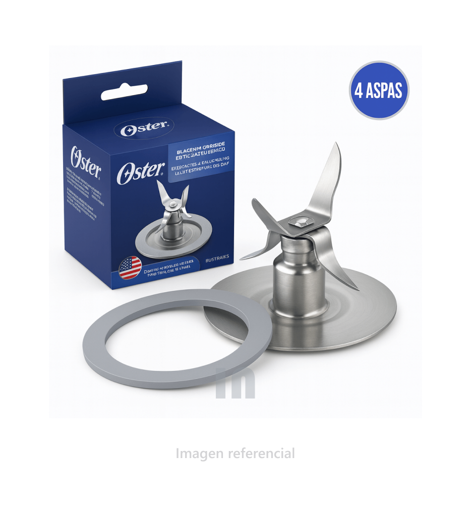 Cuchilla PICAHIELO de 4 aspas OSTER, con anillo de goma, acero inoxidable.