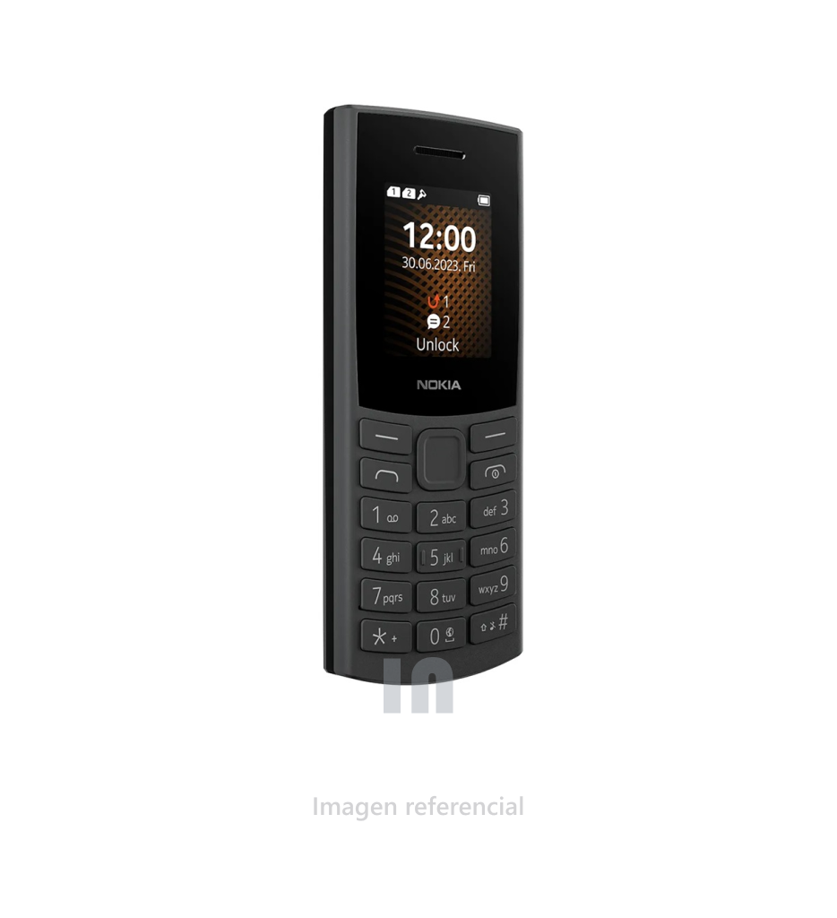 CELULAR NOKIA 105 DUAL SIM, PANTALLA DE 2.0 PULG, CONECTIVIDAD  4G, MEMORIA RAM 4GB, ROM 4GB, BATERIA 1000 mAh, NEGRO.