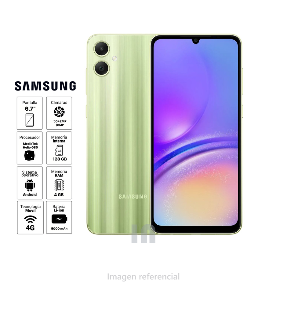 Smartphone Samsung Galaxy A05, 4GB RAM 128GB ROM, Cámara Posterior 50MP