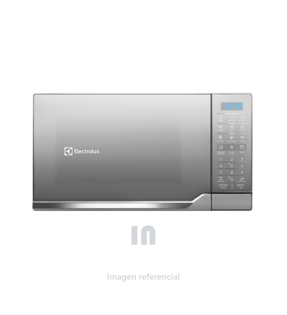 Electrolux microondas 30lt EMDO30G2GSRUG, panel digital, programa de descongelación, luz incorporada, gris.