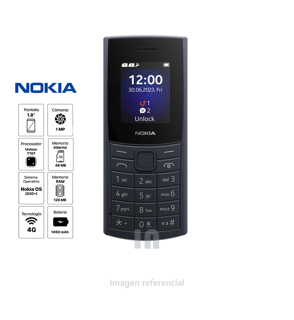 Celular Nokia TA-1563/DS 110 4G 128MB Negro.