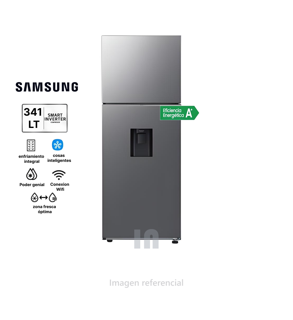 Refrigeradora Samsung Top Mount Freezer RT35DG5720S9 - 341L, Dispensador de Agua, Silver