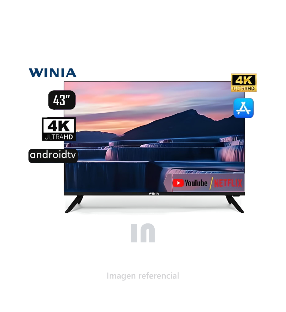 TV LED 43 PULG WINIA U43B900BQS, ANDROID UHD SMART TV 4K, NEGRO.