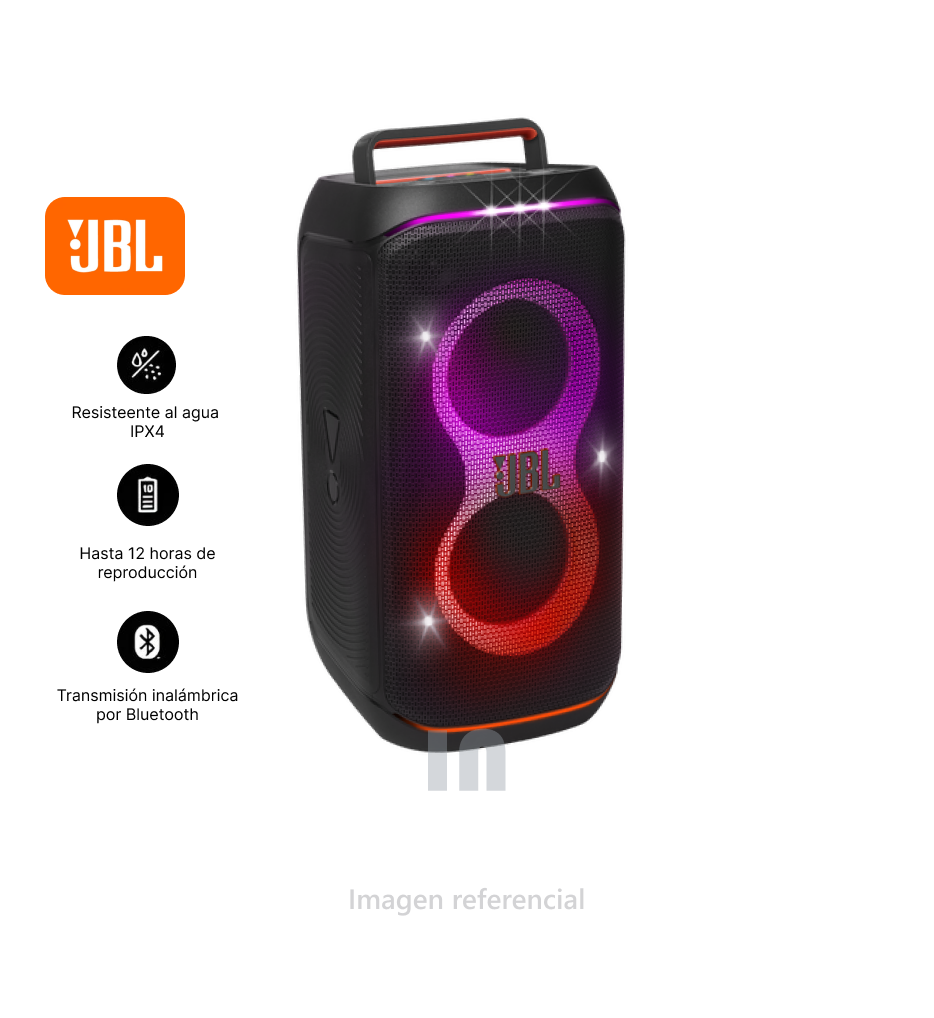 Parlante JBL PartyBox Club 120 Bluetooth, 160 Watts, Resistente al Agua, con Luces.
