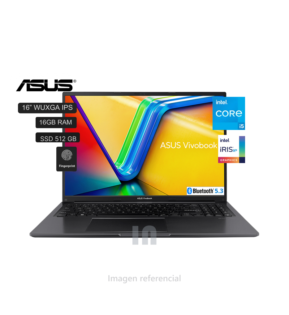 Laptop ASUS X1605ZA-MB292, 16.0" WUXGA LED IPS, Intel Core i5-12500H, 16GB RAM, 512GB SSD Batería de 3 celdas.