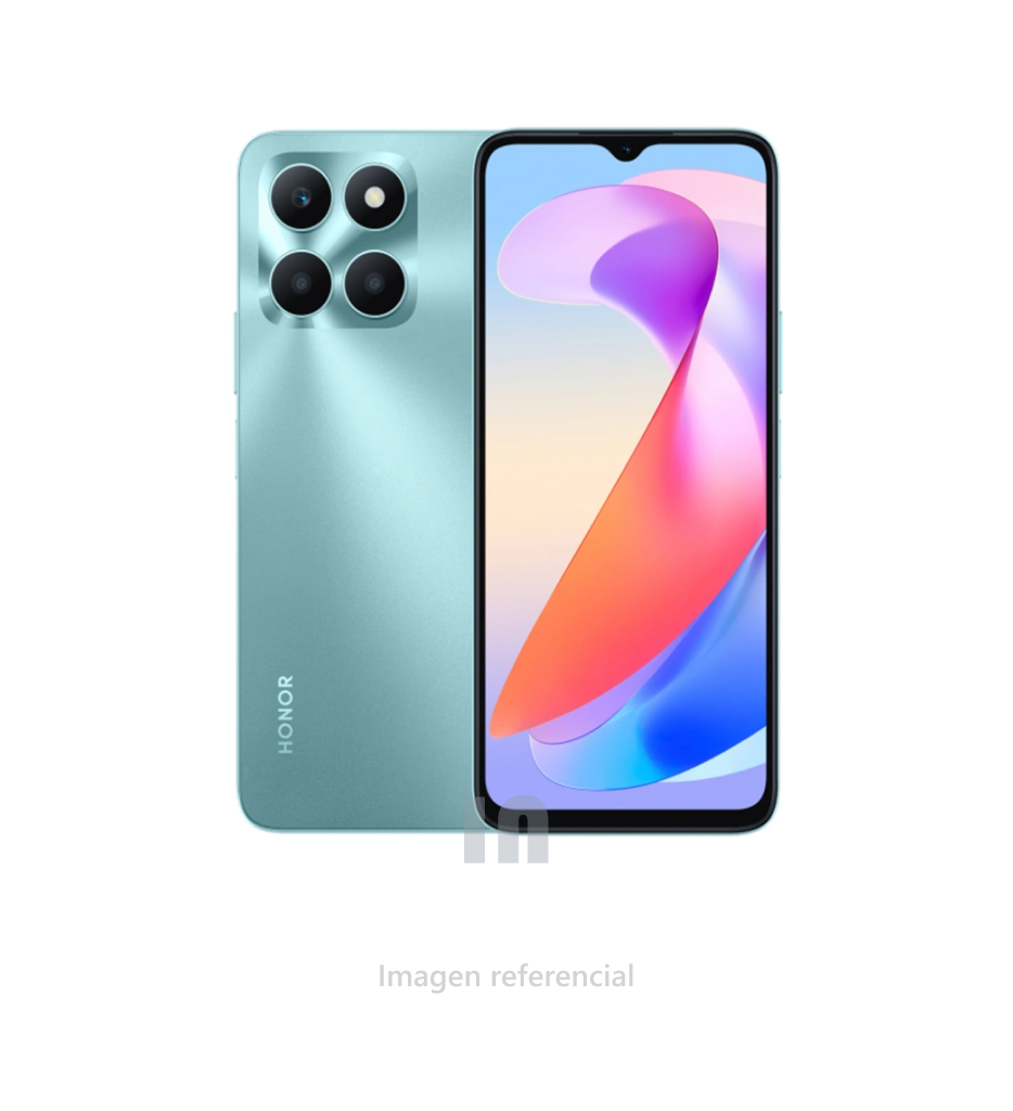 Smartphone Honor X5 Plus, pantalla de 6.56", procesador MediaTek Helio G36, ram de 4gb, rom de 64GB, cámara posterior de 50mp, 2mp, frontal de 4mp, batería de 5200, Cyan.