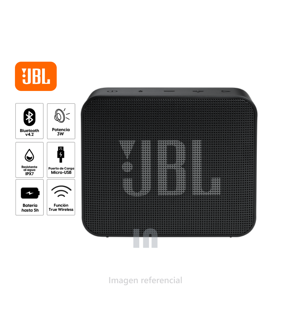 Parlante JBL Go Essential Bluetooth JBLGOESREDAM, 5 horas de duración.