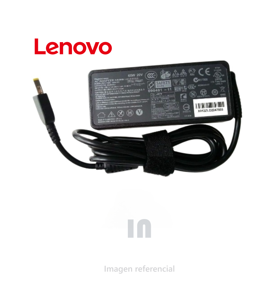 Cargador para portátil con punta para Lenovo Thinkpad, 65W, 20V 3.25A 65W, punta plana amarilla.