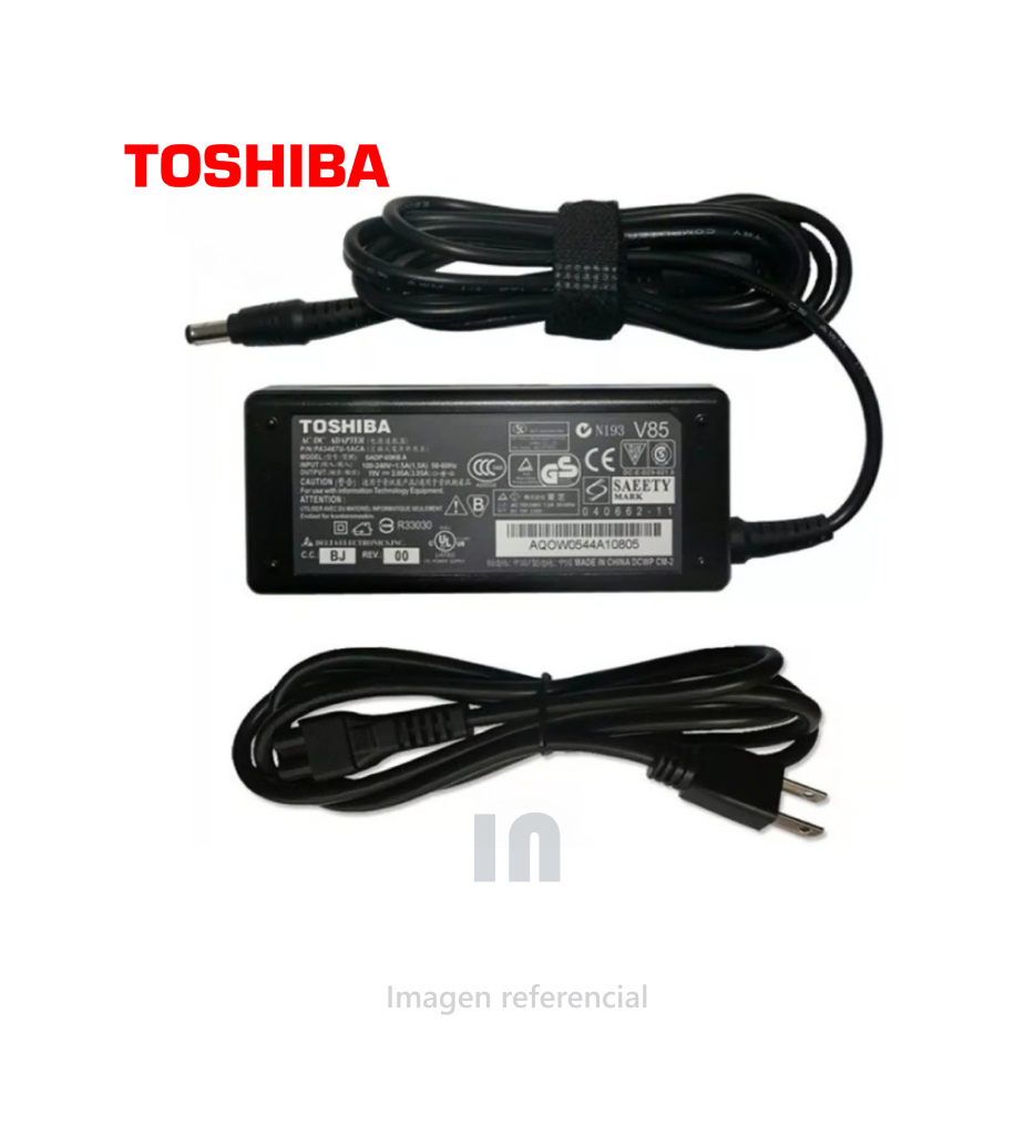 Cargador compatible, 19V 2.37A 45W 5.5 x 2.5mm, punta negra.