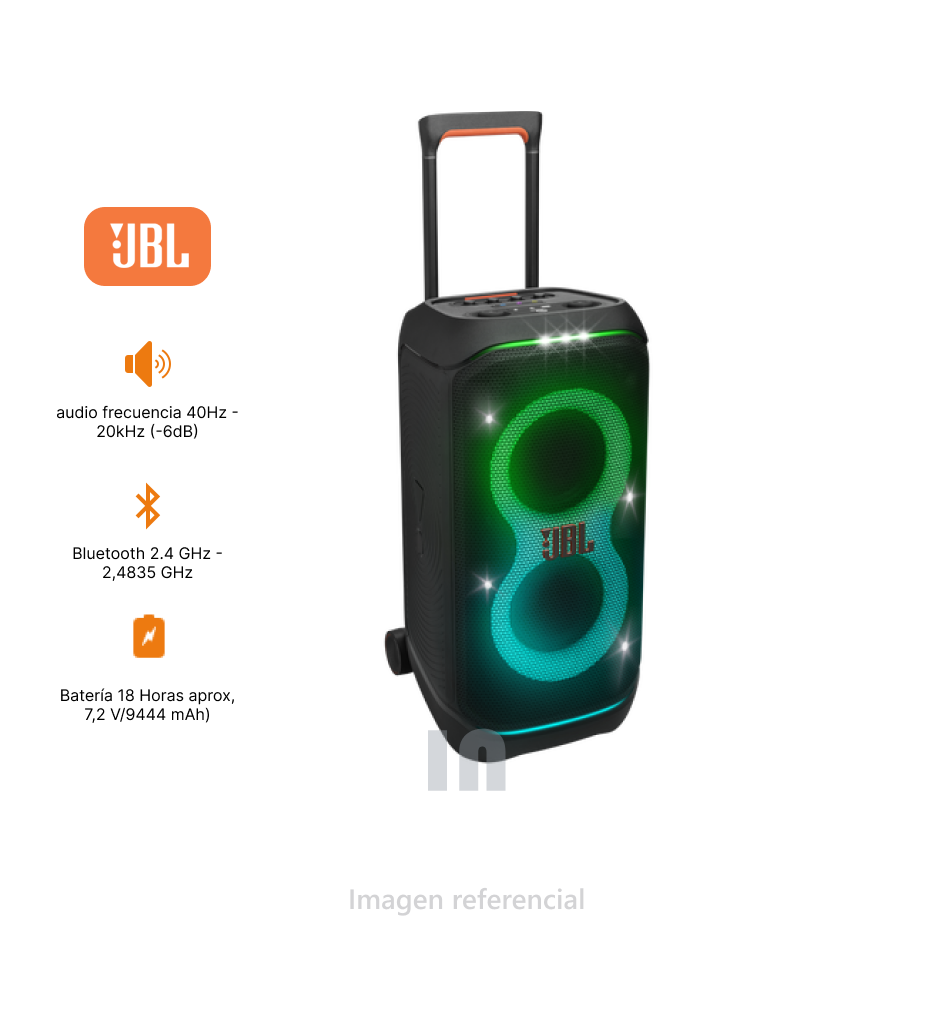 Parlante JBL PartyBox Stage 320 Bluetooth, 240 Watts, Resistente al Agua, con Luces