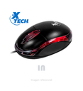 MOUSE XTECH XTM-195 OPTICO USB 3 BOTONES 1000 DPI, NEGRO.