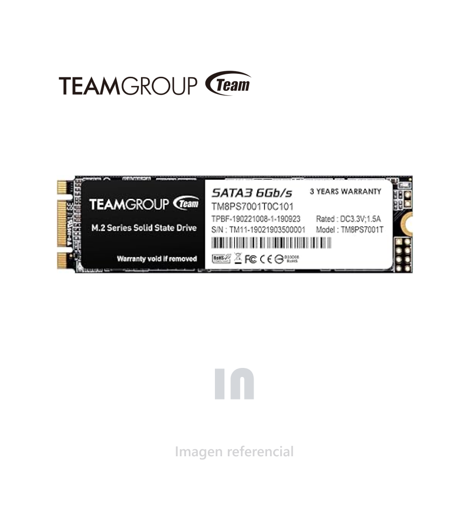 UNIDAD INTERNA DE ESTADO SÓLIDO SSD TEAMGROUP MS30 1TB CON CACHÉ SLC 3D NAND TLC M.2 2280 SATA III 6GB/S 