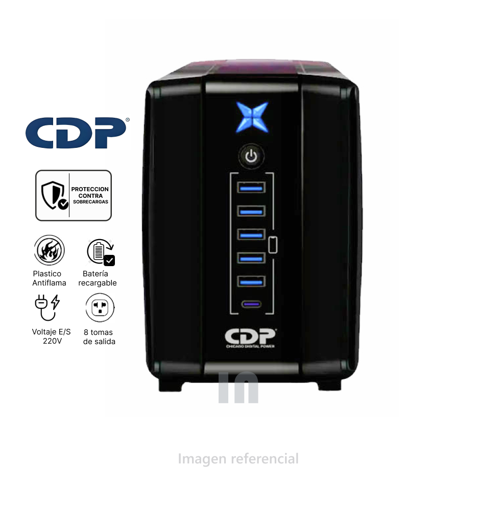 UPS CDP R-UPR1008i, Interactivo, 1000VA/500W, 220V, Respvisualaldo de hasta 4 horas para routers y 40 min para PC