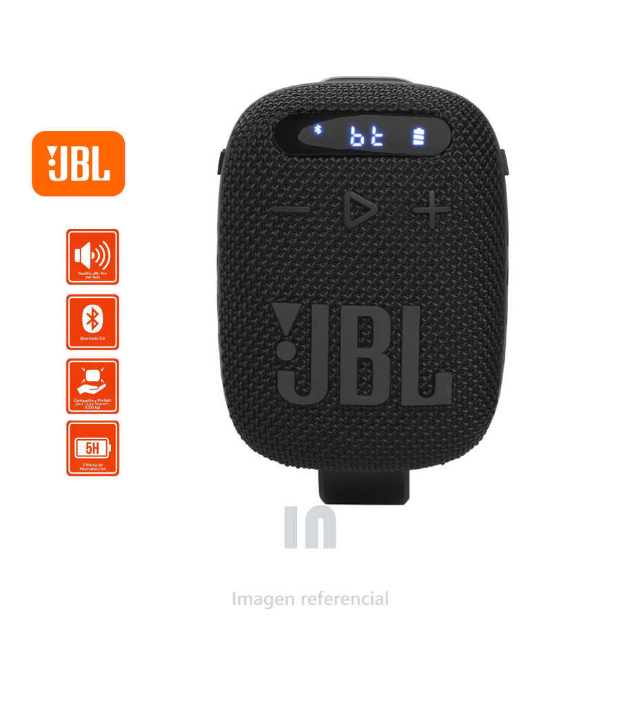 Parlante bluetooth JBL Wind 3S potencia 5W, resistente al agua IP67, hasta 5 horas de reproducción, negro.