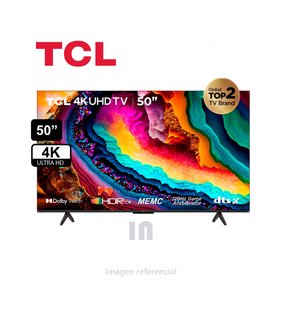 Televisor TCL LED 50" UHD 4K Smart TV 50P755, puerto ethernet, negro.