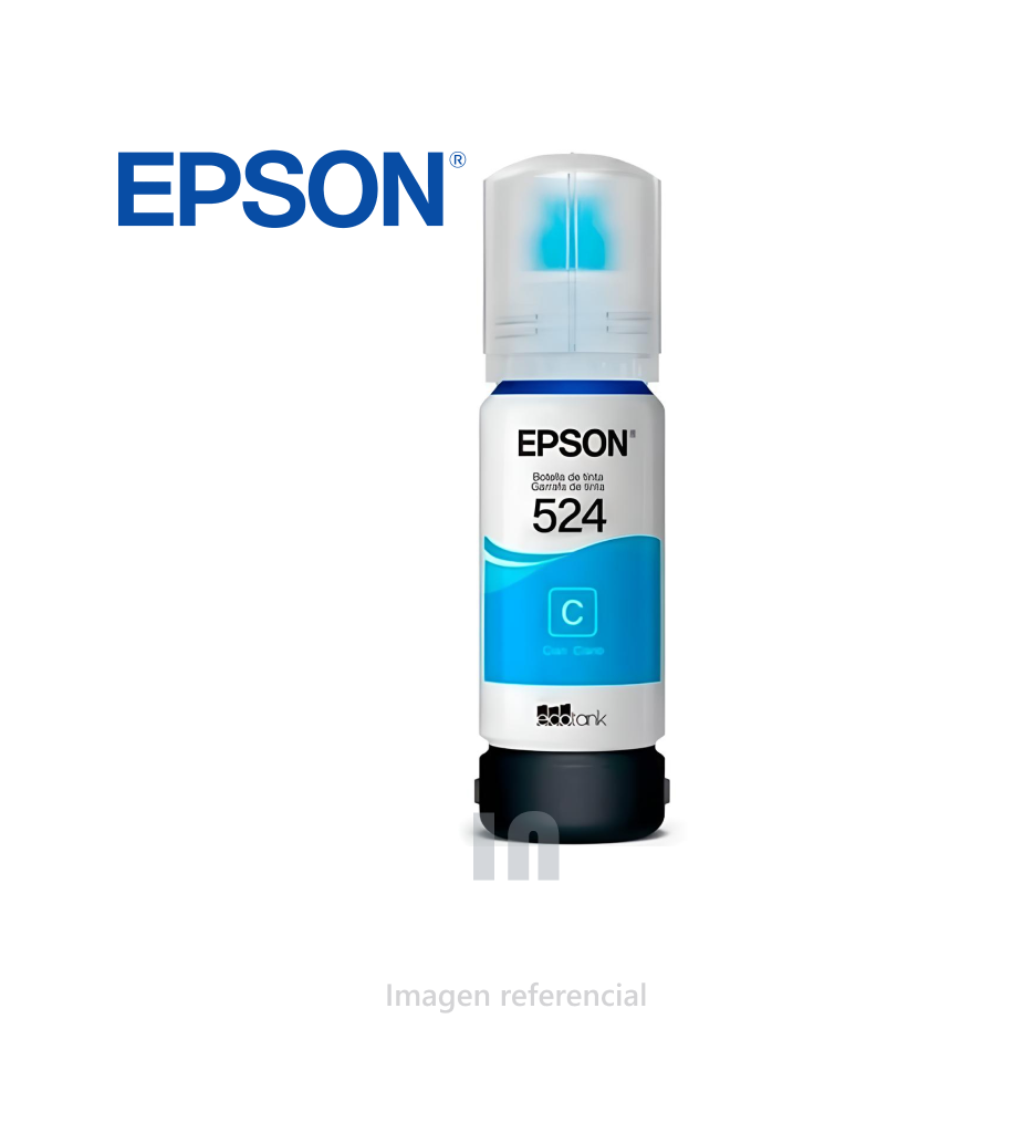 Botella de Tinta Cyan Epson 524, Compatible: L15150/L15160/L6490, 6000 pág., 70 ml, T524220-AL