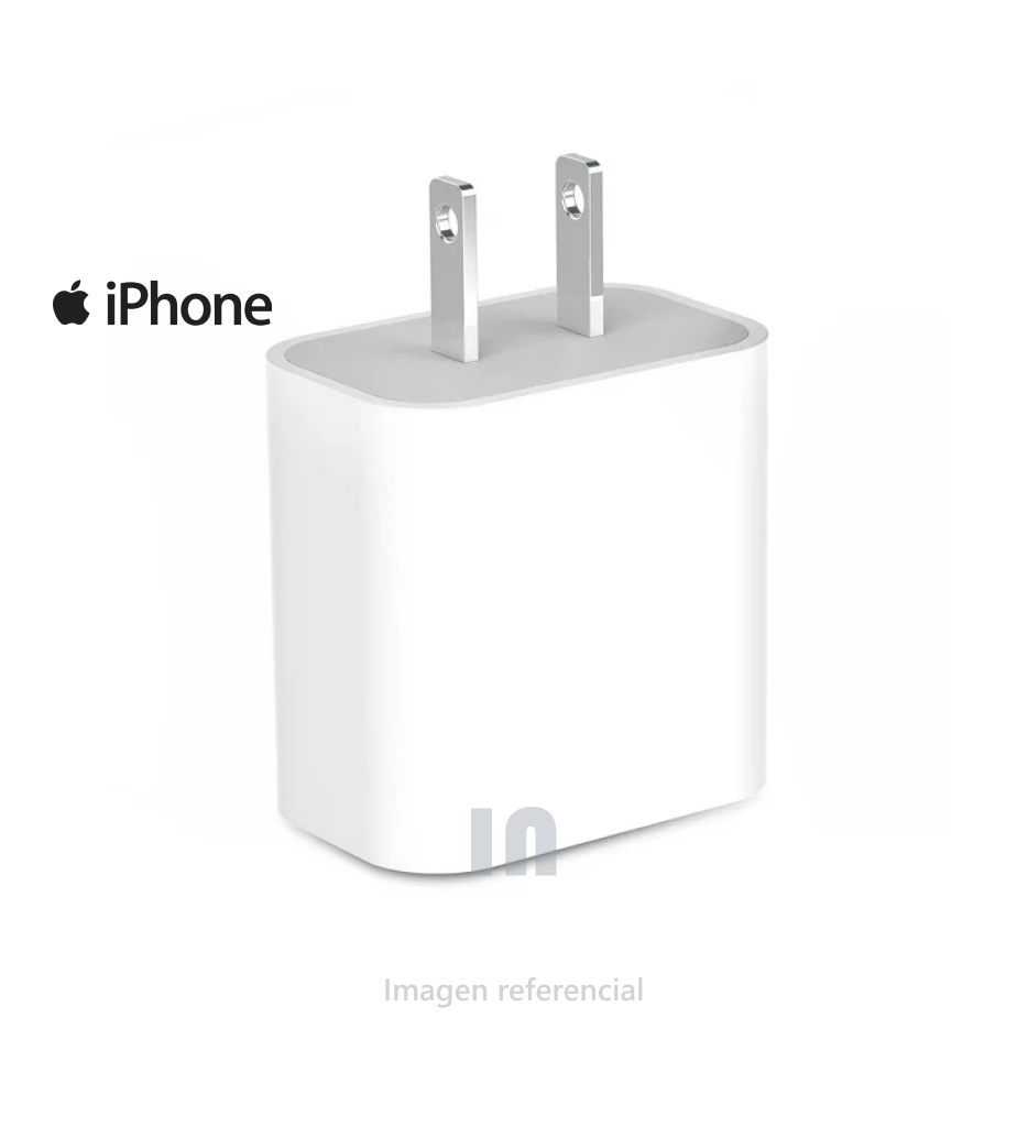 Adaptador De Carga Iphone 20W Usb C, Patas Planas Calidad Premium, Blanco.