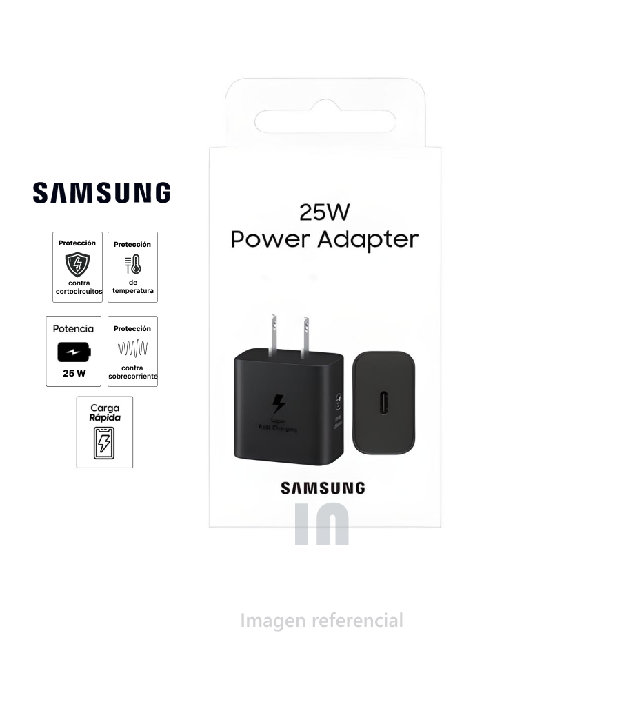 Adaptador de Corriente Samsung Travel, 25W, USB-C, Negro