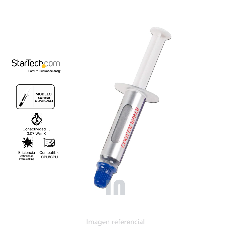 Pasta Térmica StarTech SILVGREASE1, 1.5g, Óxido Metálico, Alta Conductividad para CPU/GPU