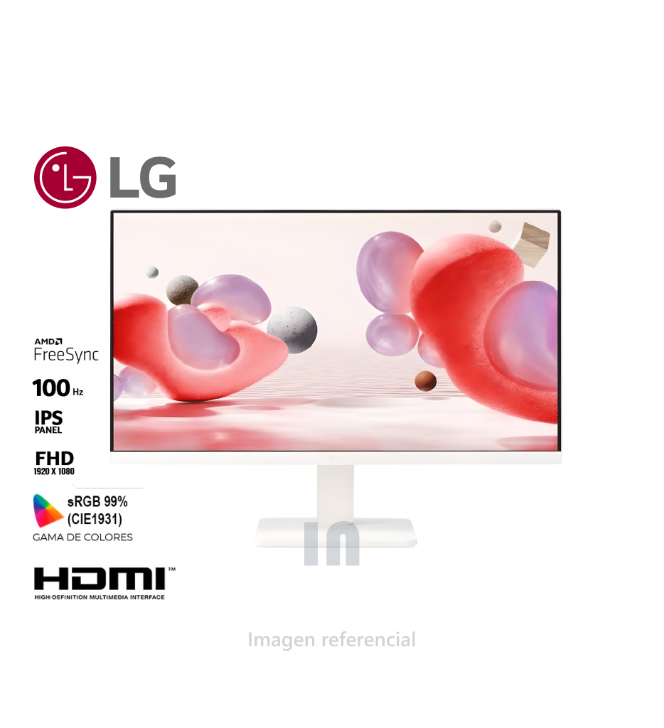 Monitor LG 24MR400-W, 23.8", IPS Full HD, 100Hz, 5ms, FreeSync, HDMI/VGA, Blanco