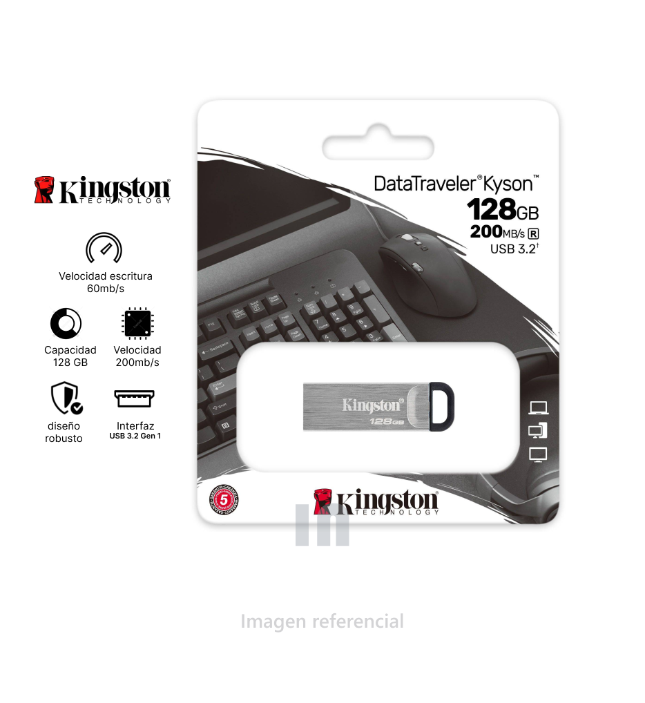 Memoria USB 3.2 DTKN/128GB, Kingston DataTraveler Kyson.