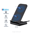 SOPORTE PARA CELULAR CON CARGA INALAMBRICA 15W-GAR157, COLOR NEGRO.