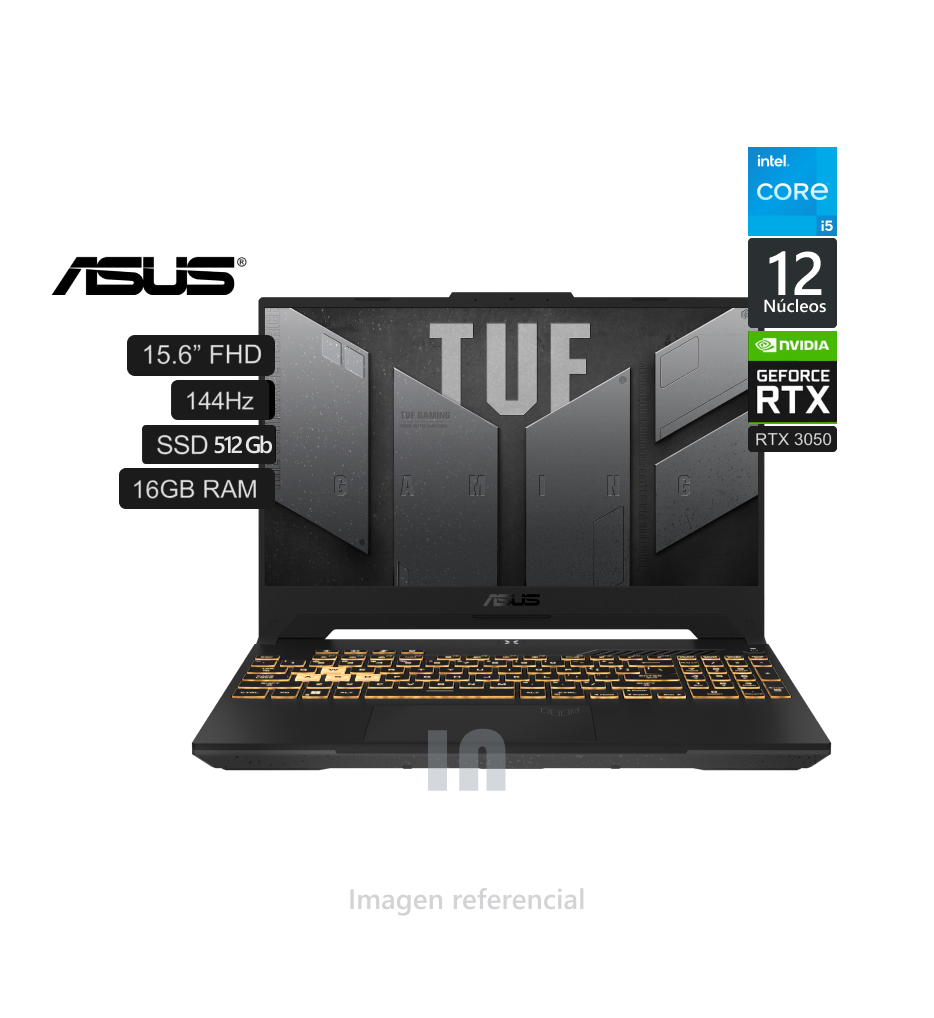 Laptop ASUS TUF Gaming FX507ZC4-HN087, 15.6” FHD IPS, Core i5-12500H, 16GB RAM, 512GB SSD, RTX 3050 4GB.