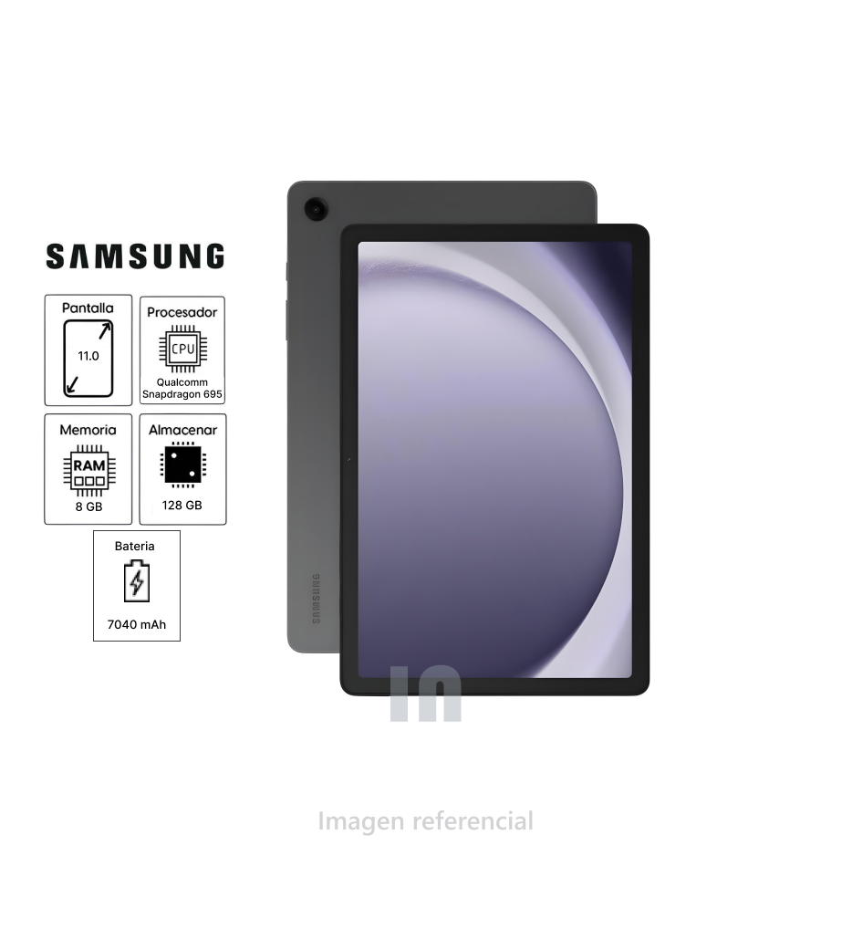 Tablet Samsung Galaxy Tab A9+ 11", Snapdragon 695, 8GB RAM, 128GB ROM, Batería 7040mAh, Graphite