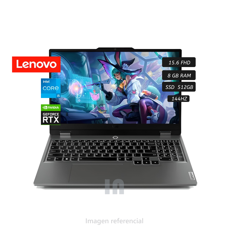 Laptop Gamer Lenovo LOQ 15IAX9, 15.6” FHD, Core i5 12ª Gen, 8GB RAM, 512GB SSD, RTX 3050 6GB