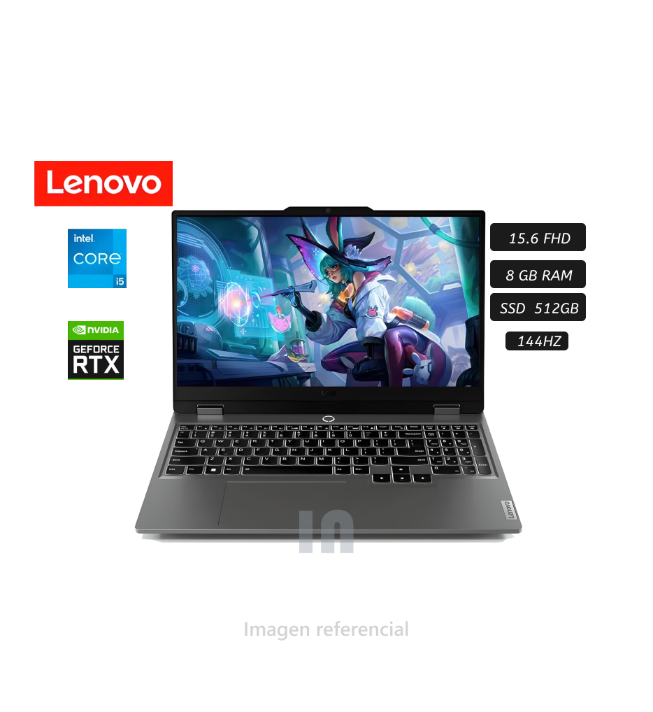 Laptop Gamer Lenovo LOQ 15IAX9, 15.6” FHD, Core i5 12450HX 12ª Gen, 8GB RAM, 512GB SSD, RTX 3050 6GB