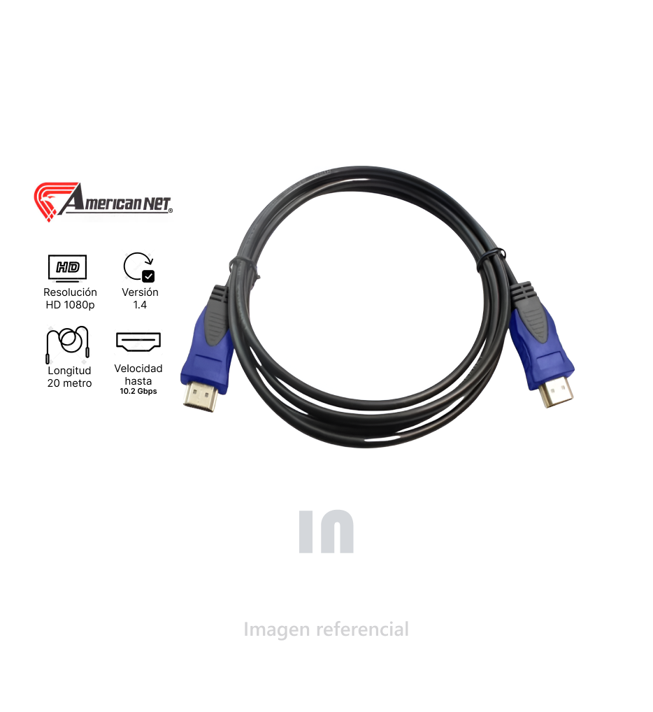 CABLE HDMI 1.4 DE 20 METROS FULL HD AMERICAN NET.