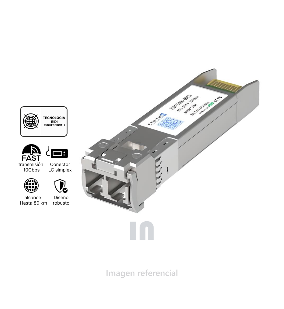 MODULO TRANSCEIVER PLAS- SFP + 10GBPS 1330/1270 80KM LC BIDI TRX1550NM.