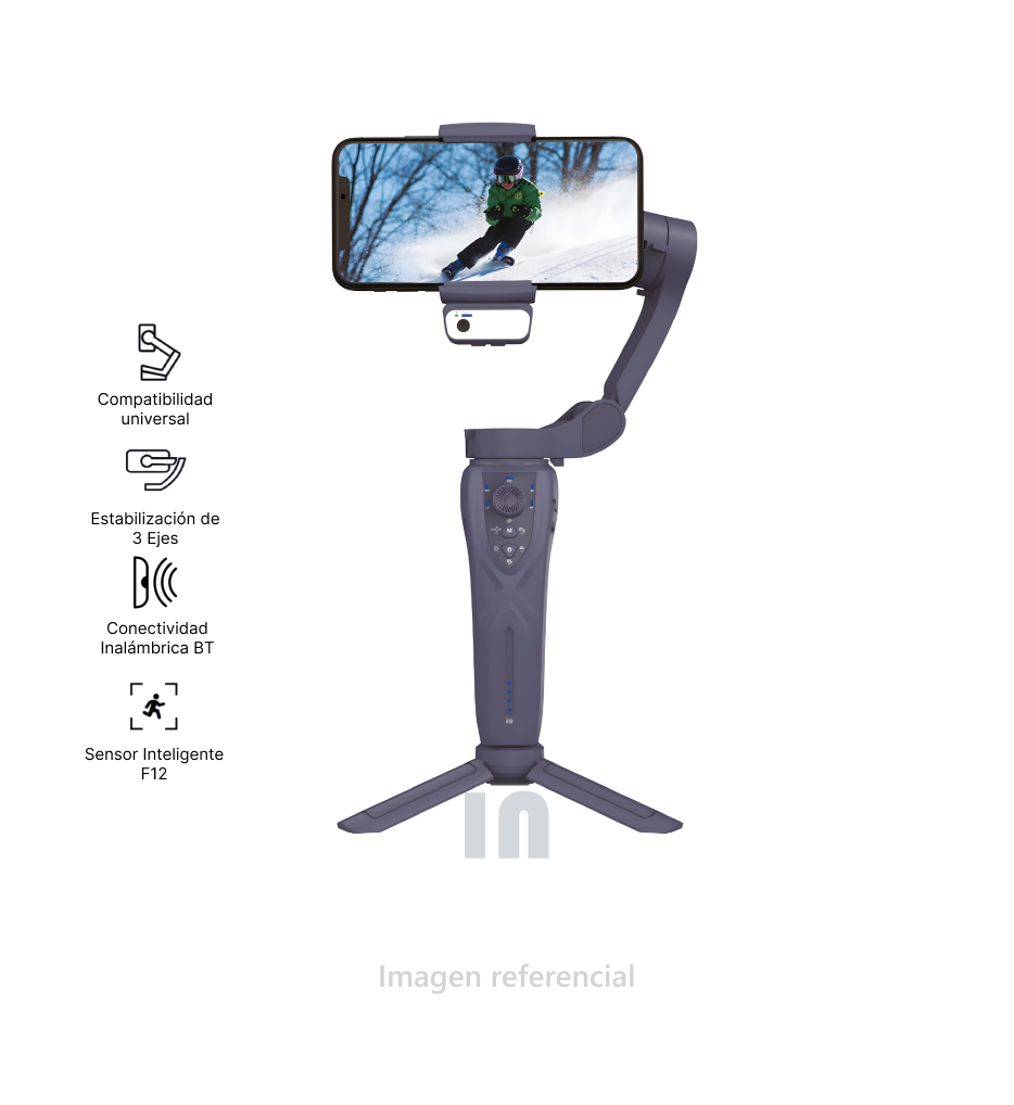 Estabilizador de Cardan, para teléfono, bluetooth inalámbrico de 3 ejes, negro