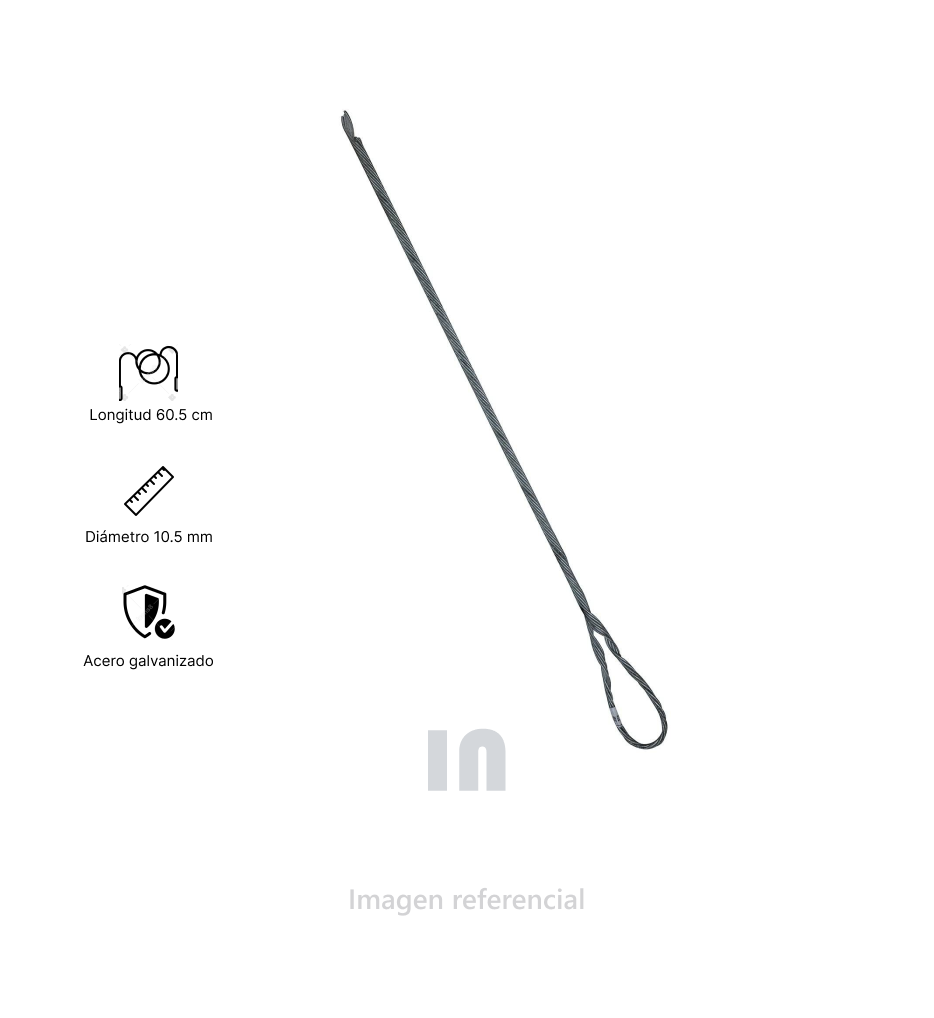 PREFORMADO 5/16, 60.5CM DE LARGO, 10.5MM DIÁMETRO DE CUBIERTA, PUNTA NEGRA.