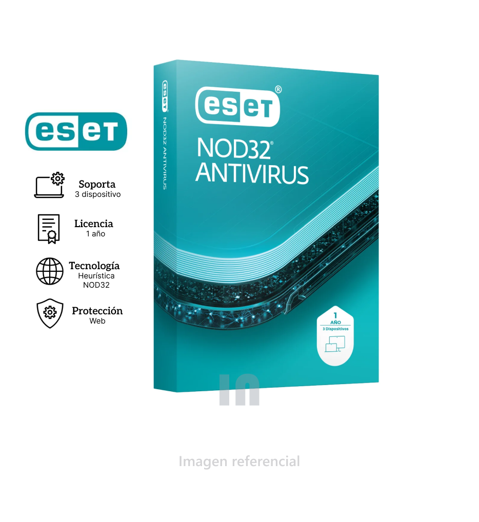 Antivirus Eset NOD32 para 3 PCs, Licencia para 1 año.
