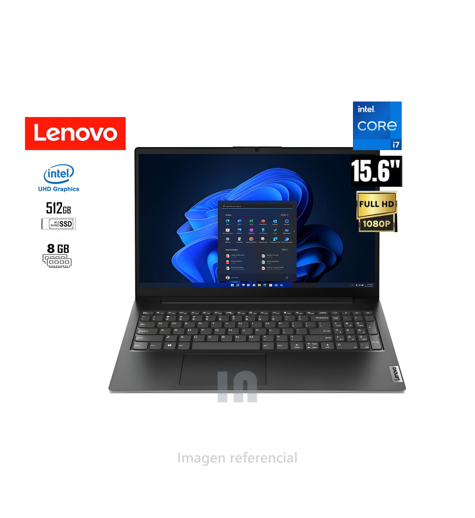Notebook Lenovo V15 G4 IRU, 15.6" FHD TN, Intel Core i7-13620H, 8GB RAM, 512GB SSD, Batería 38Wh, Color Iron Grey