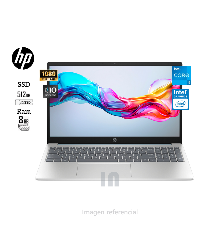 Laptop HP 15-FD0098LA – 15.6" FHD, Intel Core i5-1334U, 8GB RAM, 512GB SSD, Batería 41Wh 