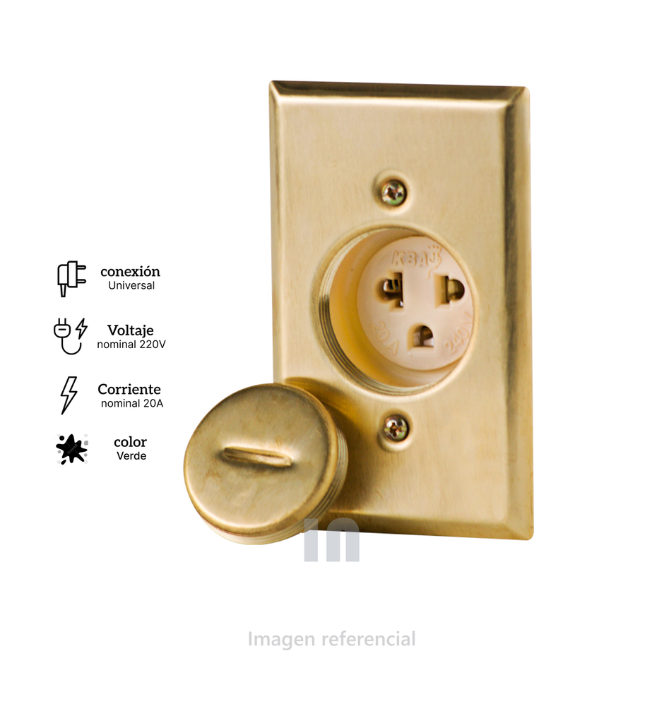 TOMACORRIENTE (KBA-054) MODELO UNIVERSAL 20 AMP 220V, COLOR BRONCE.