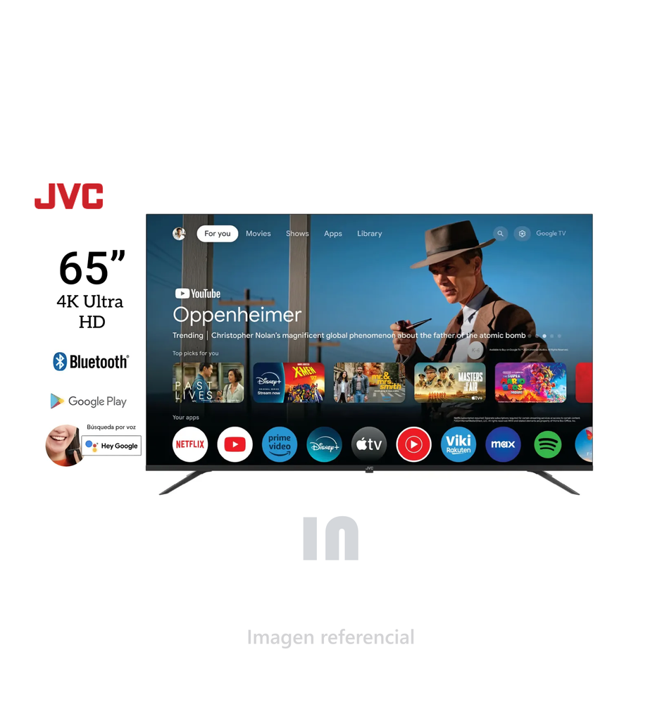 TELEVISOR JVC 65” UHD, 4K GOOGLE TV LT-65KM548, GOOGLE TV, WI-FI, BLUETOOTH. 