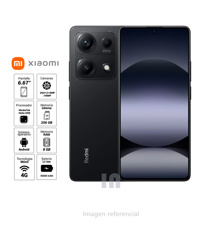 Celular Xiaomi Redmi Note 14S 8GB RAM, 256GB, Cámara 200MP, Pantalla 6.67", Carga Rápida 67W