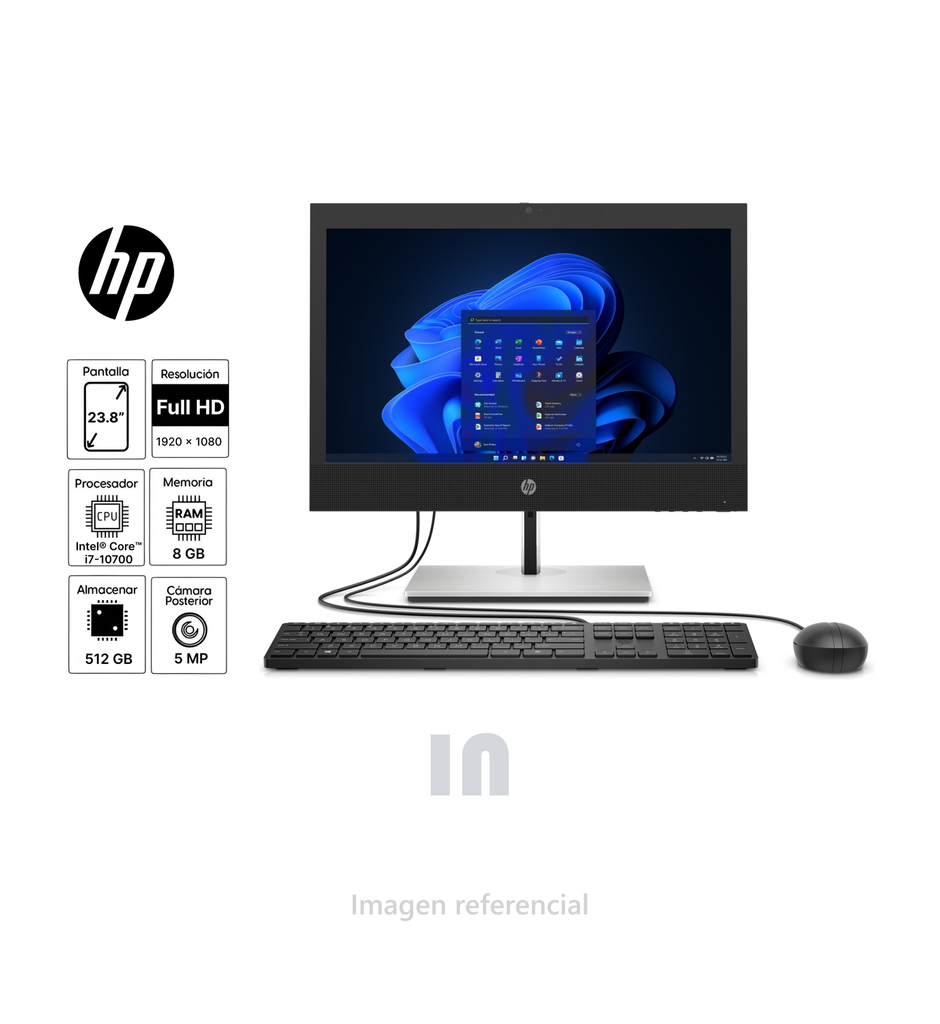 Computadora All in One HP ProOne 400 G6, Intel Core i7-10700 4.80GHz, 8GB DDR4, 512GB SSD, Pantalla 23.8” LED, UHD Graphics 630.