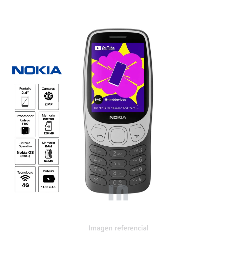 Celular Nokia 3210 4G Diseño Clásico, Conectividad Moderna y Batería de Larga Duración.