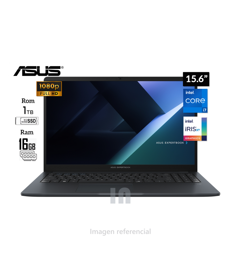 Notebook ASUS B1503CVA-NJ2198X, 15.6" FHD LED TN, Core i7-1355U de hasta 5.0GHz, 16GB DDR5, rom de 1tb ssd, bateria de 42wh.